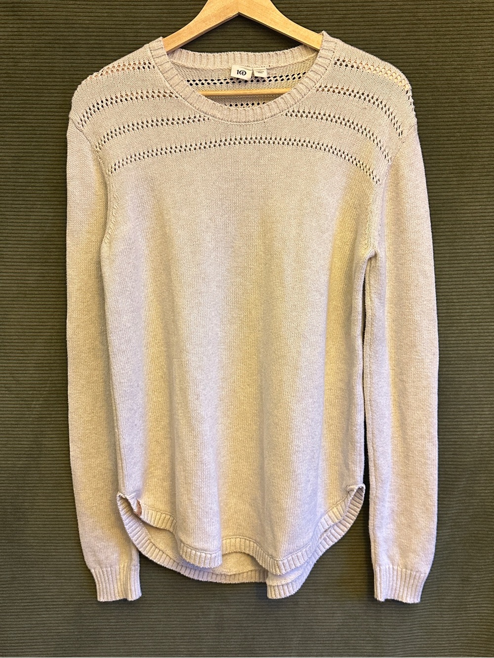 10TREE Organic Cotton Knit Crewneck Sweater in Light Beige